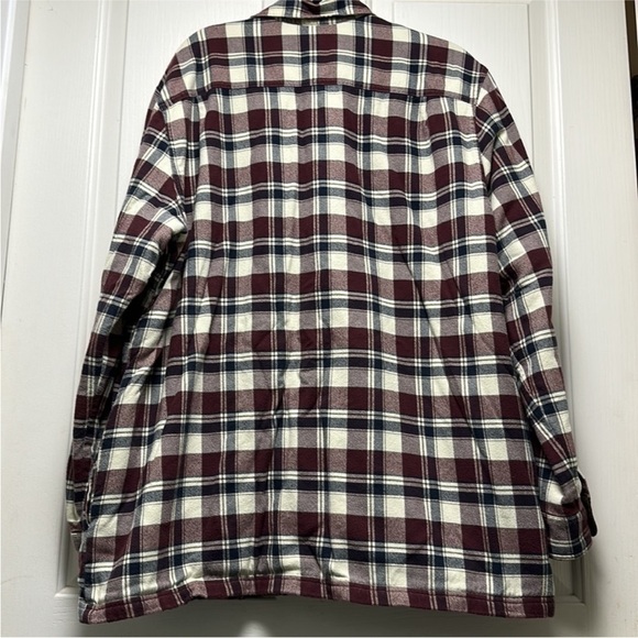 LL BEAN Fleece Lined Flannel Shirt Black Plum Sz XLARGE - Picture 2 of 7